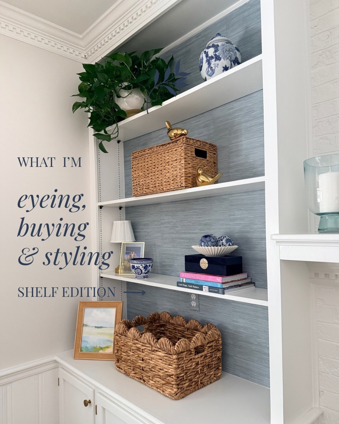 Blue & white, brass accents, woven textures… 

basically everything I can’t stop buying for these shelves lately 😄 

Comment shop and I’ll send you the links!

#blueandwhitedecor #classichome #southernhome
