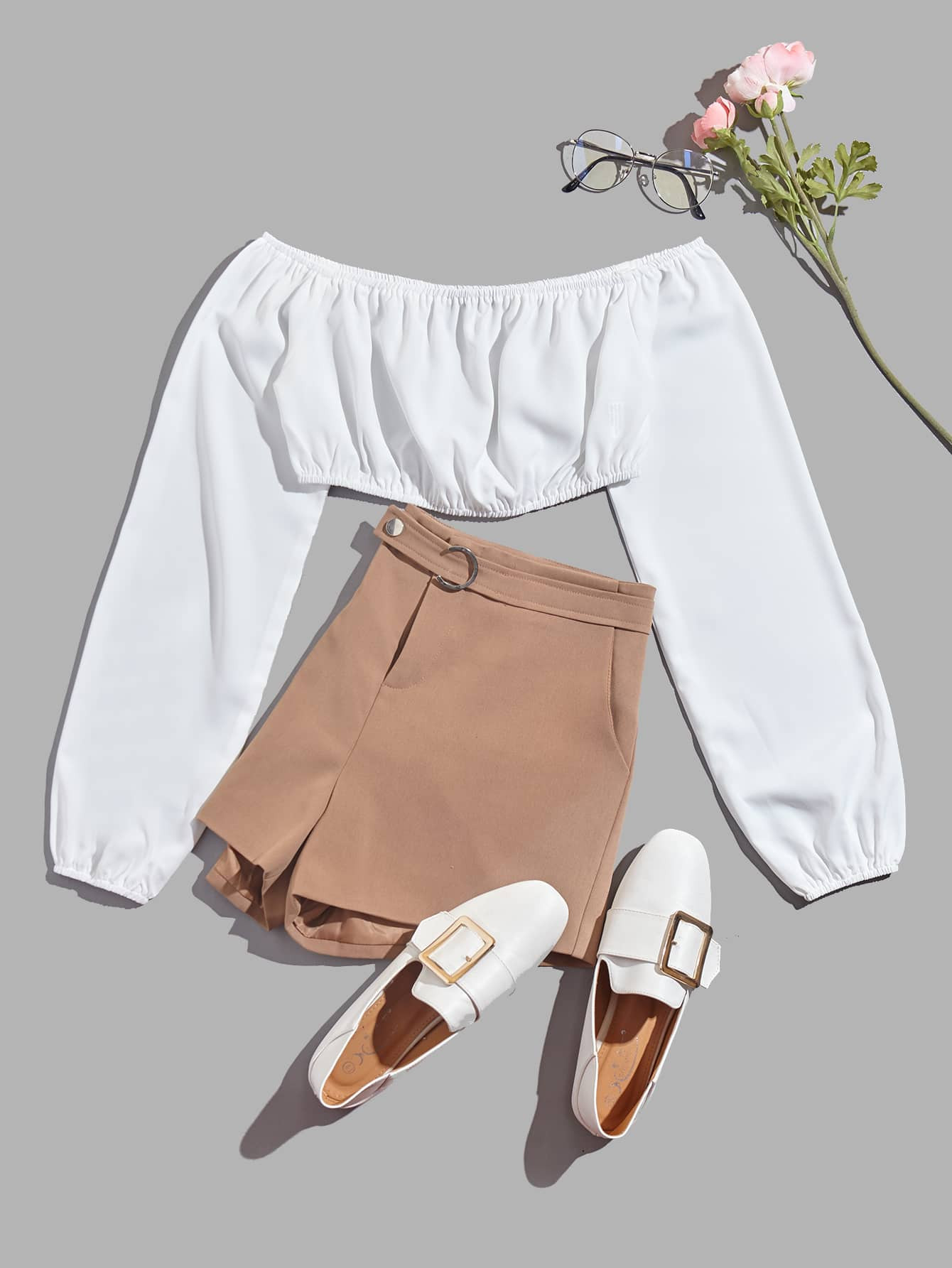 Off Shoulder Crop Top | SHEIN