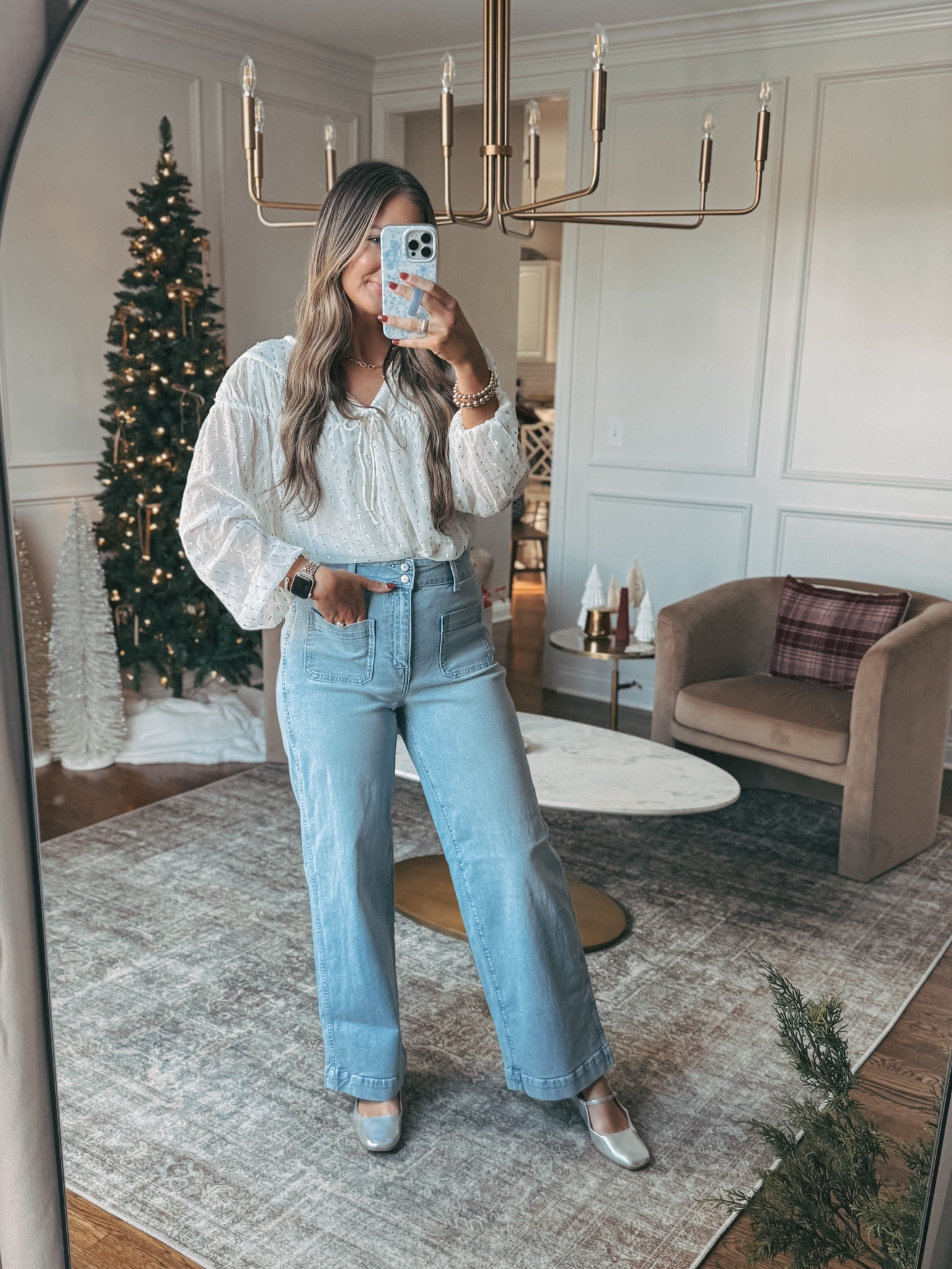 Old navy holiday outfit idea. I absolutely love these light wash front pocket jeans they look super expensive but they’re not! 

All fit true to size 

Top size small
Jeans size 8 



#LTKHoliday #LTKStyleTip #LTKFindsUnder50
