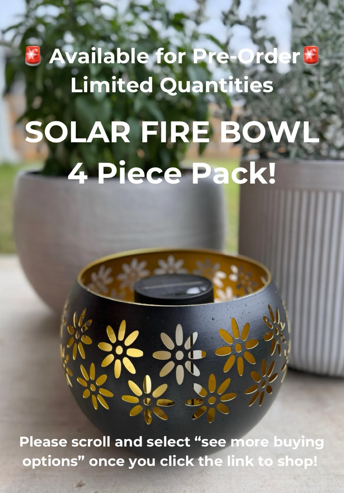 Solar Fire Bowl - 4 pc Pack

🏷️ solar powered, outdoor lighting, amazon finds, solar fire bowl, eco friendly, patio season, patio decor, viral amazon, tiktok viral

#outdoor #outdoorlighting #patioseason #patiolighting #solarlights #solarpowered #ecofriendlydecor 

#LTKfindsunder50 #LTKhome #LTKfindsunder100