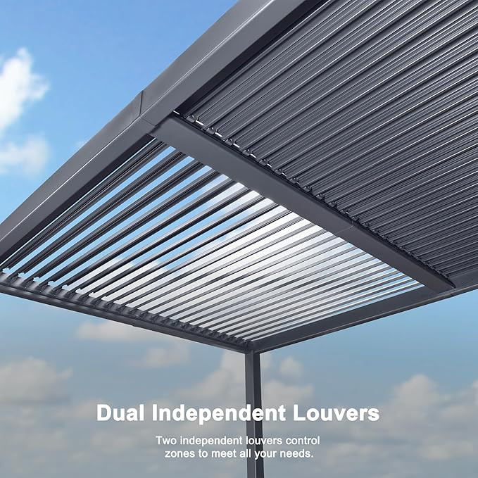 PURPLE LEAF Louvered Pergola 10' x 12' Patio Aluminum Pergola with Independent Adjustable Rainpro... | Amazon (US)