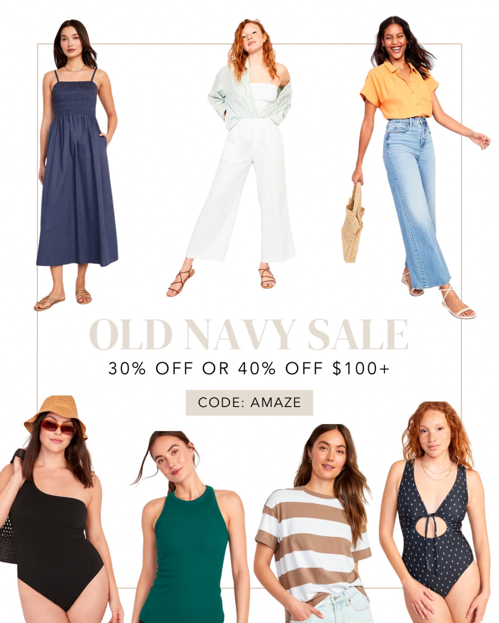 Old Navy Sale - 30% off everything or 40% off orders of $100+ 

#LTKsalealert #LTKunder50