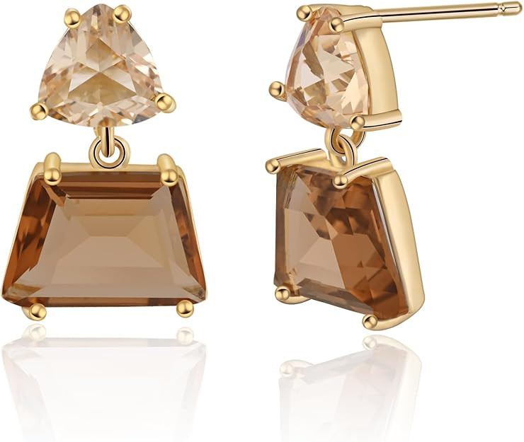 Hypoallergenic Brown Crystal Dangle Earrings for Women - Fashionable Amber Drops Ideal for Sensit... | Amazon (US)