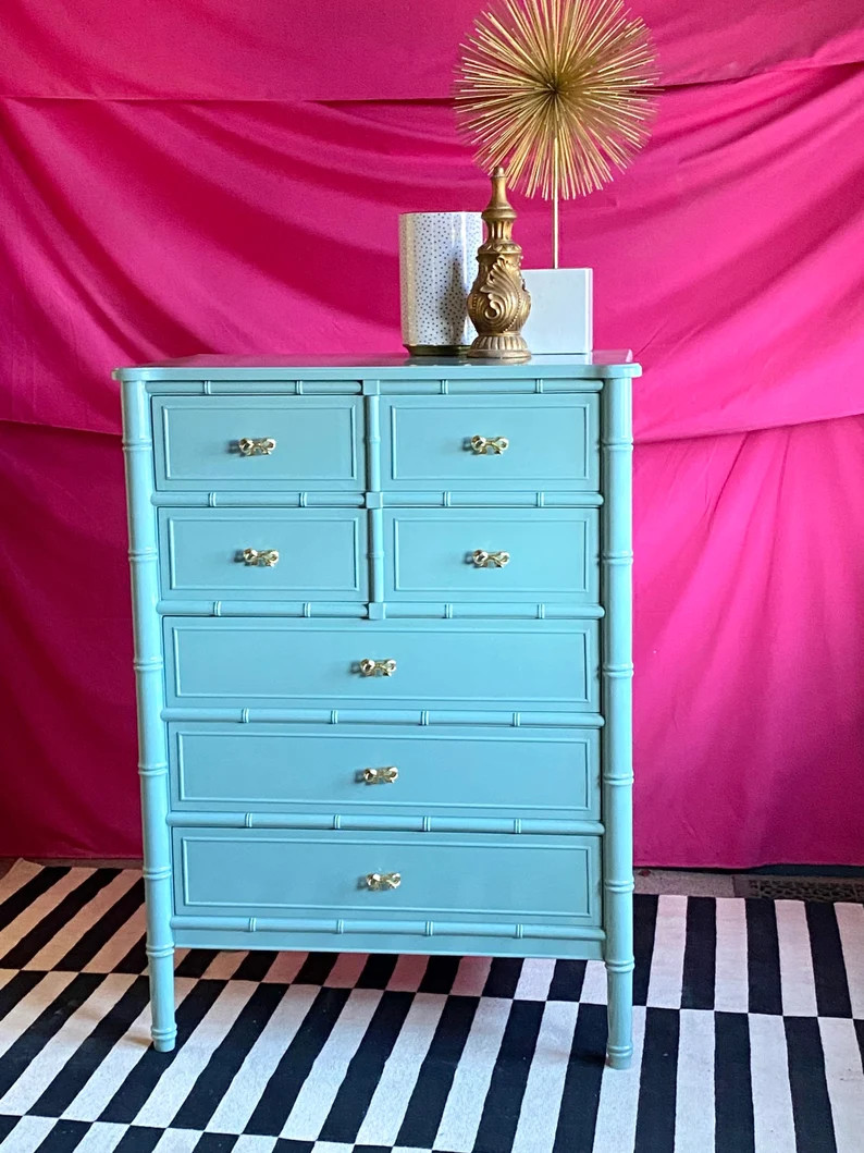 Read the full title
    Henry Link Bali Hai Tallboy Dresser in Calico | Etsy (US)