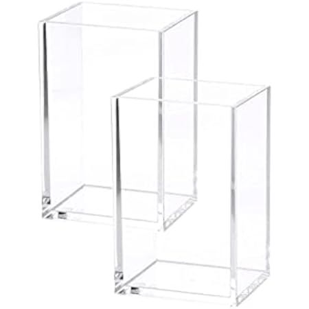 NIUBEE Acrylic Pen Holder 2 Pack,Clear Desktop Pencil Cup Stationery Organizer for Office Desk Acces | Amazon (US)