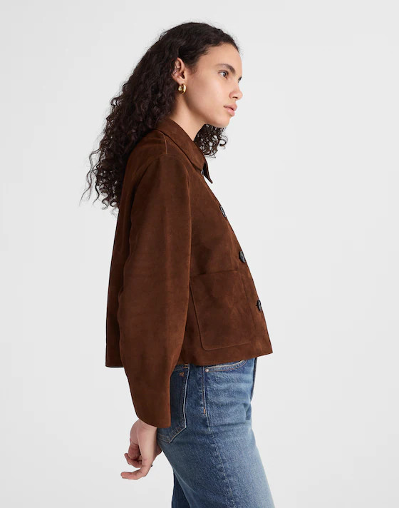 Boxy-Crop Jacket in Suede | Madewell