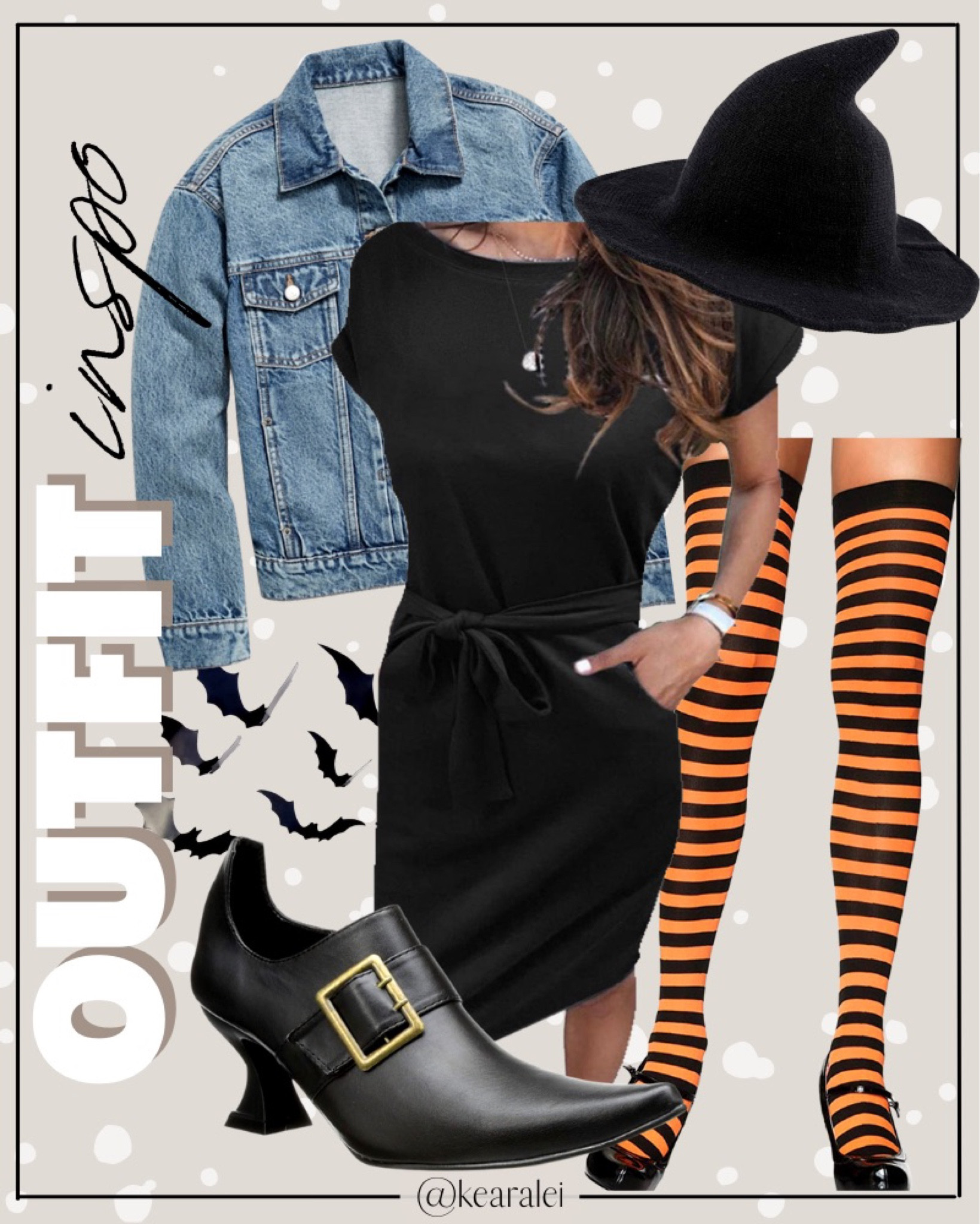 Halloween costume idea witch costume casual office costumes denim jean jacket with little black dress orange black striped stockings leggings socks with black pointy witch shoes and black witches hat Amazon Halloween costumes easy diy quick || 
Midi Dress, Wedding Guest Dresses, Bachelorette Party, Resort Wear, Maxi Dress, Swimsuit, Bikini, Travel, Back to School, Booties, skinny Jeans, Candles, Earth Tones, Wraps, Puffer Jackets, welcome mat,Travel Luggage, wedding guest, Work blazers, Heels, cowboy boots, Concert Outfits, Teacher Outfits, Nursery Ideas, Bathroom Decor, Bedroom Furniture, Living Room Furniture, Work Wear, Business Casual, White Dresses, Cocktail Dresses, Maternity Dresses, Wedding Guest Dresses, Maternity, Wedding, Wall Art, Maxi Dresses, Sweaters, Fleece Pullovers, button-downs, Oversized Sweatshirts, Jeans, High Waisted Leggings, dress, amazon dress, joggers, home office, dining room, amazon home, bridesmaid dresses, Cocktail Dresses, Summer Fashion, wedding guest dress, Pantry Organizers, kitchen storage organizers, leather jacket, throw pillows, table decor, Fitness Wear, Activewear, Amazon Deals, shacket, nightstands, Plaid Shirt Jackets, Walmart Finds, curtains, slippers, apple watch bands, lounge set, golden goose, playroom, Hospital bag, swimsuit, pantry organization, Accent chair, Farmhouse decor, entryway table, sneakers, coffee table decor, laundry room, baby shower dress, shelf decor, bikini, white sneakers, sneakers, Target style, Date Night Outfits, White dress, Vacation outfits, Summer dress,Amazon finds, Home decor, Walmart, Amazon Fashion, SheIn, Kitchen decor, Master bedroom, Baby, Swimsuits, Dresses, Mom jeans, Bridal shower dress, shorts, sandals, sunglasses, Abercrombie

#LTKHalloween #LTKsalealert #LTKSeasonal