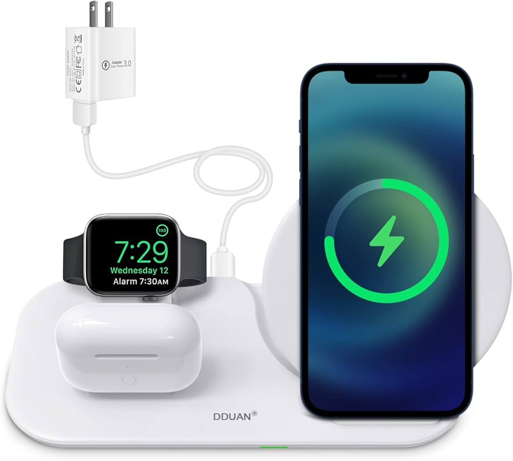 DDUAN Wireless Charger, 3 in 1 Qi Fast Charging Station Dock Compatible for Apple Watch, AirPods ... | Amazon (US)