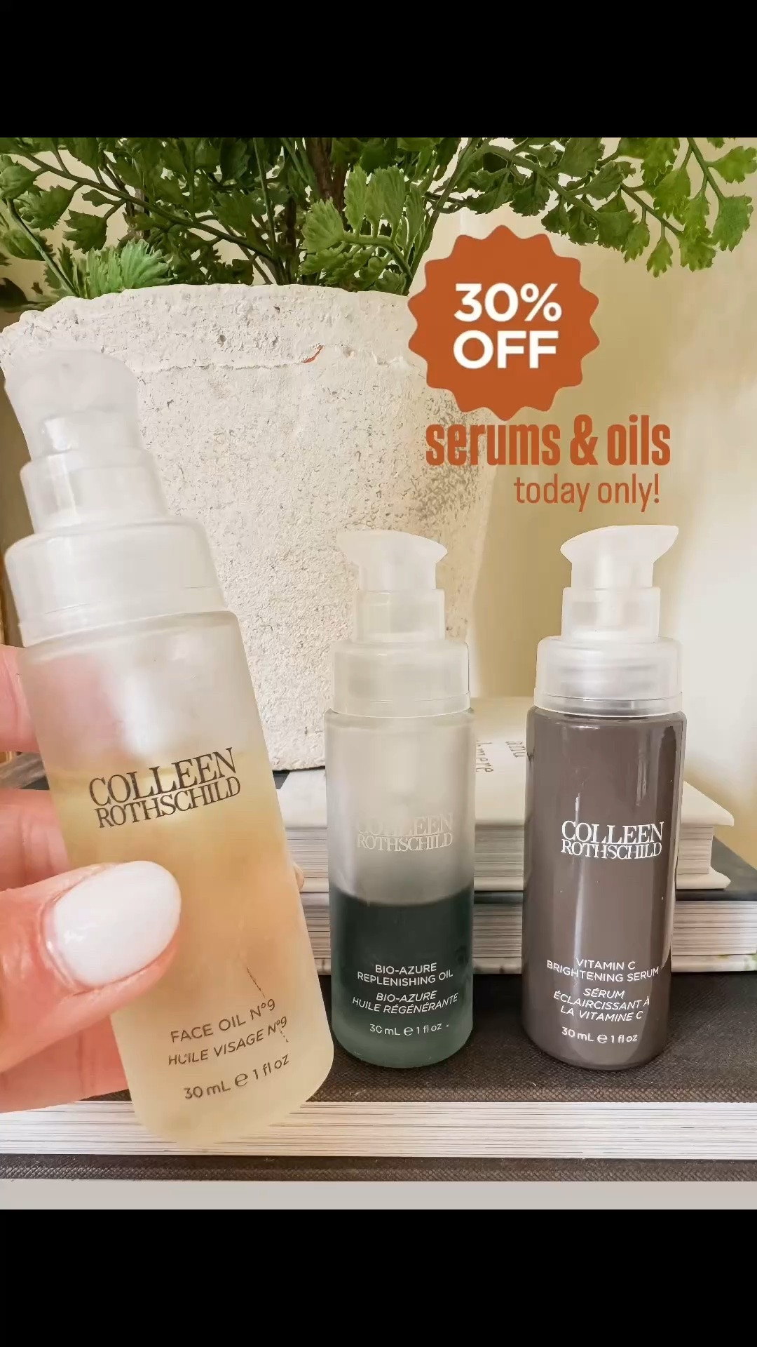 Colleen Rothschild serums & oils 30% off. 
Today only. July 4th sale.

#LTKSaleAlert #LTKSeasonal #LTKBeauty