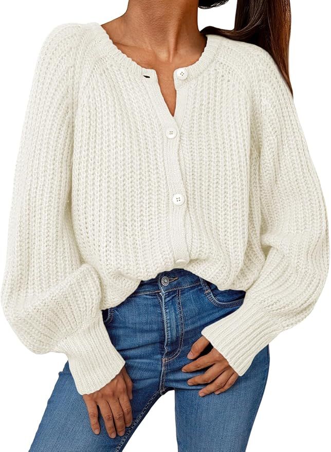 LILLUSORY Womens Classic Cardigans Trendy Soft Chunky Knit Cardigan Sweater 2024 | Amazon (US)