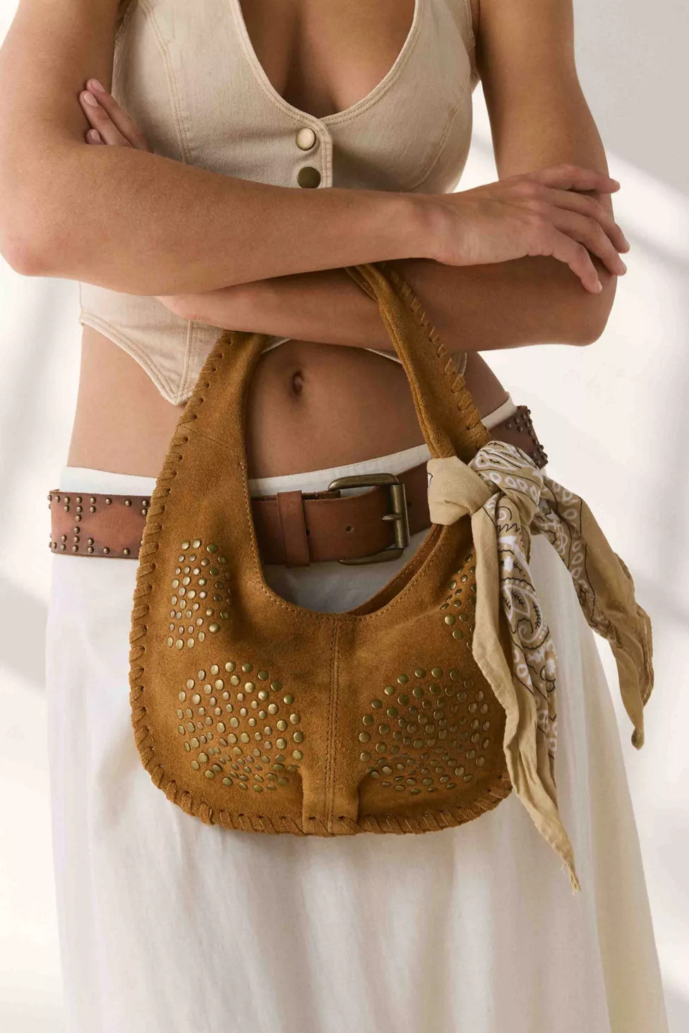 Silence + Noise Ivy Studded Suede Hobo Bag | Urban Outfitters (US and RoW)