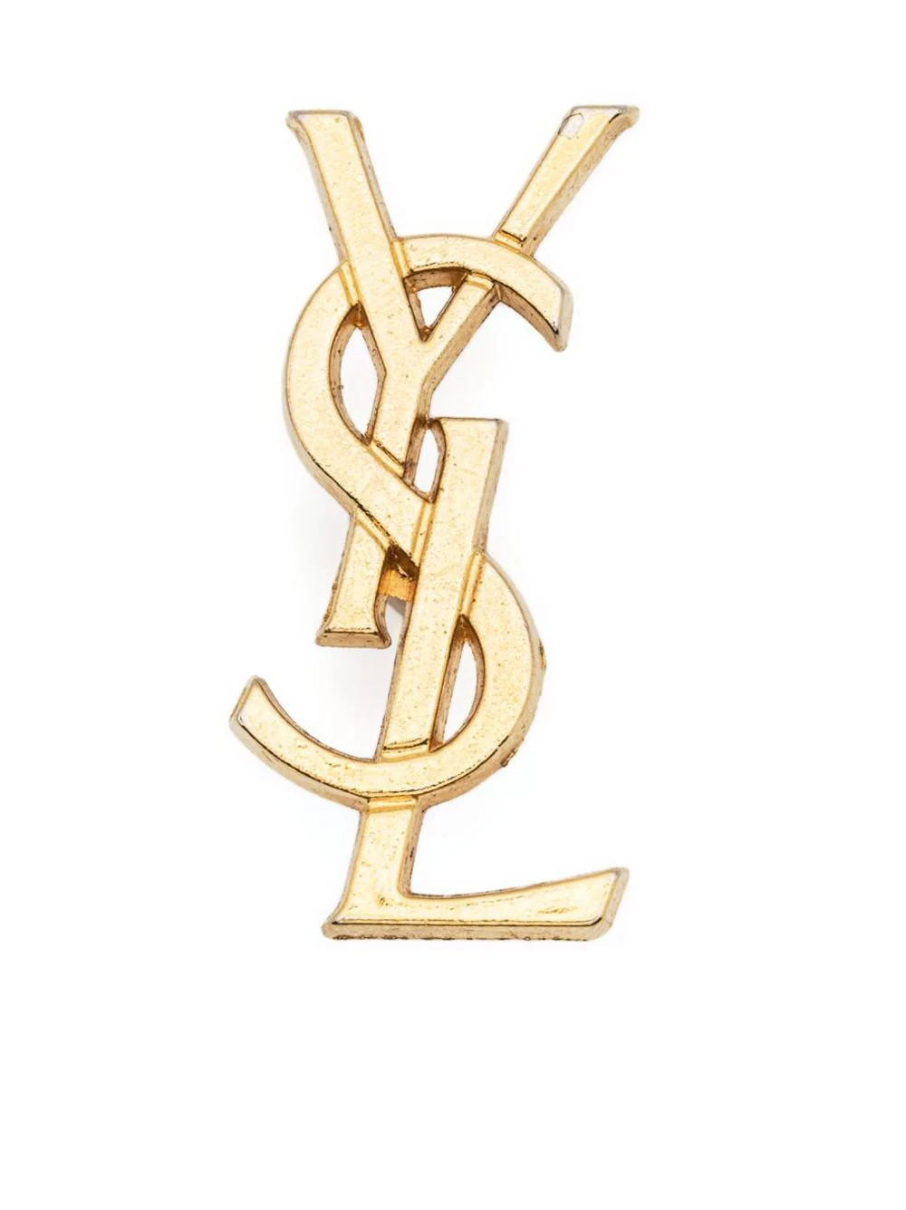Saint Laurent Pre-Owned 1990 logo brooch - Gold | Farfetch Global