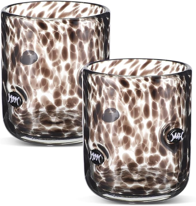 2 PCS Football Icon Juice Glasses - 14 oz Football Stemless Wine Juice Coffee Drinking Glass Cup ... | Amazon (US)