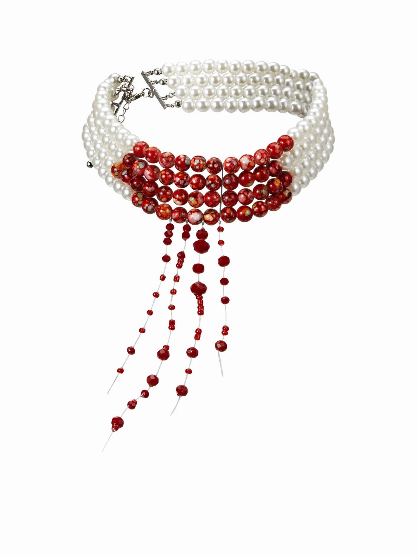 BEADED & FAUX PEARL LAYERED CHOKER For Date Music Festival/Live House Party/Clubbing | Cider