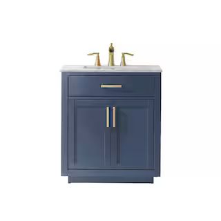 Altair Ivy 30 in. Bath Vanity in Royal Blue with Carrara Marble Vanity Top in White with White B... | The Home Depot