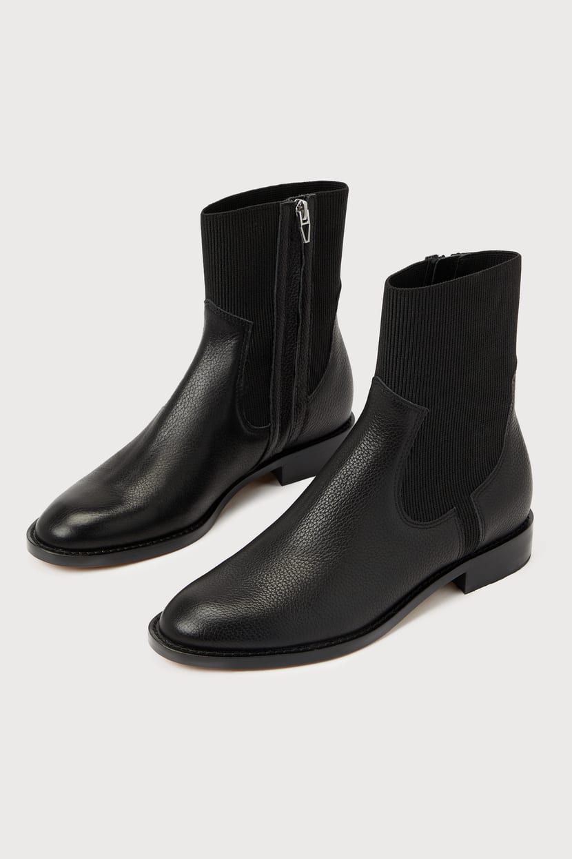 Gineva Black Leather Ankle Boots | Lulus (US)