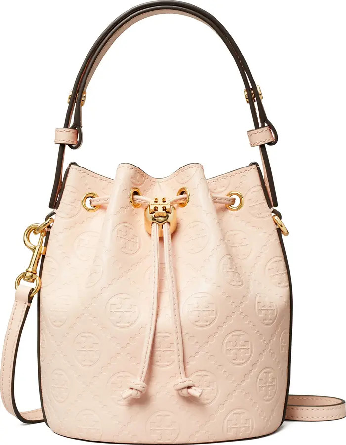 Mini T Monogram Debossed Bucket Bag | Nordstrom