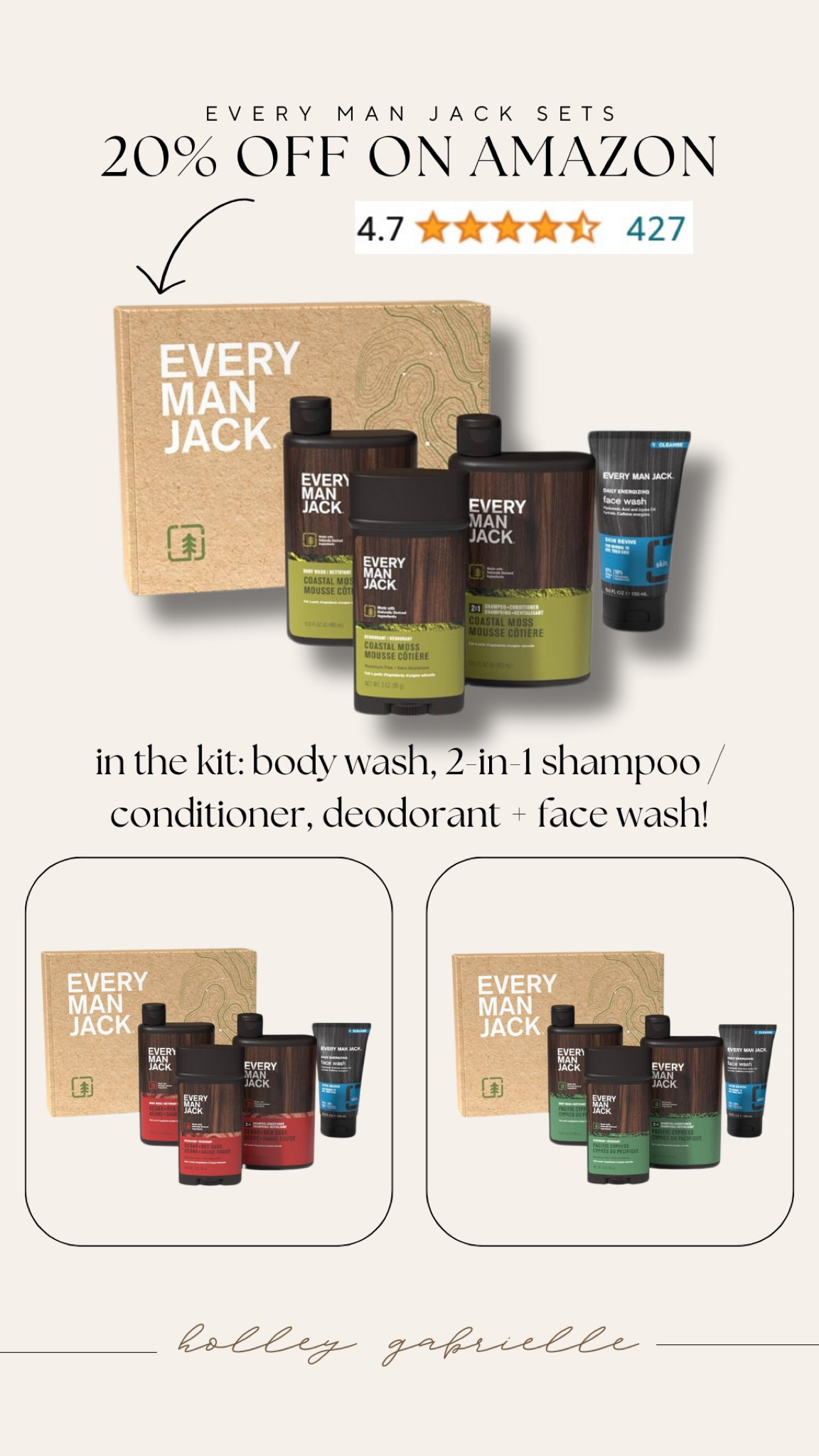 These sets are AMAZING & currently 20% off on Amazon w/ the clip coupon! If you’re into manly cologne scents — highly suggest🤌🏼🌿 we are loving them! 

Amazon finds / every man Jack / sale / mens finds / gift sets / for him / Holley Gabrielle 

#LTKmens #LTKsalealert #LTKfindsunder50