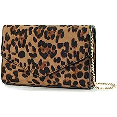 HOXIS Leopard Print Envelope Evening Clutch Women Chain Shoulder Bag | Amazon (US)