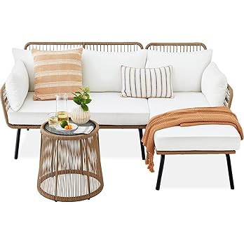 Best Choice Products Outdoor Rope Woven Sectional Patio Furniture L-Shaped Conversation Sofa Set ... | Amazon (US)