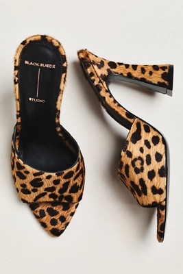 Black Suede Studio Junie Mule Heels | Anthropologie (US)