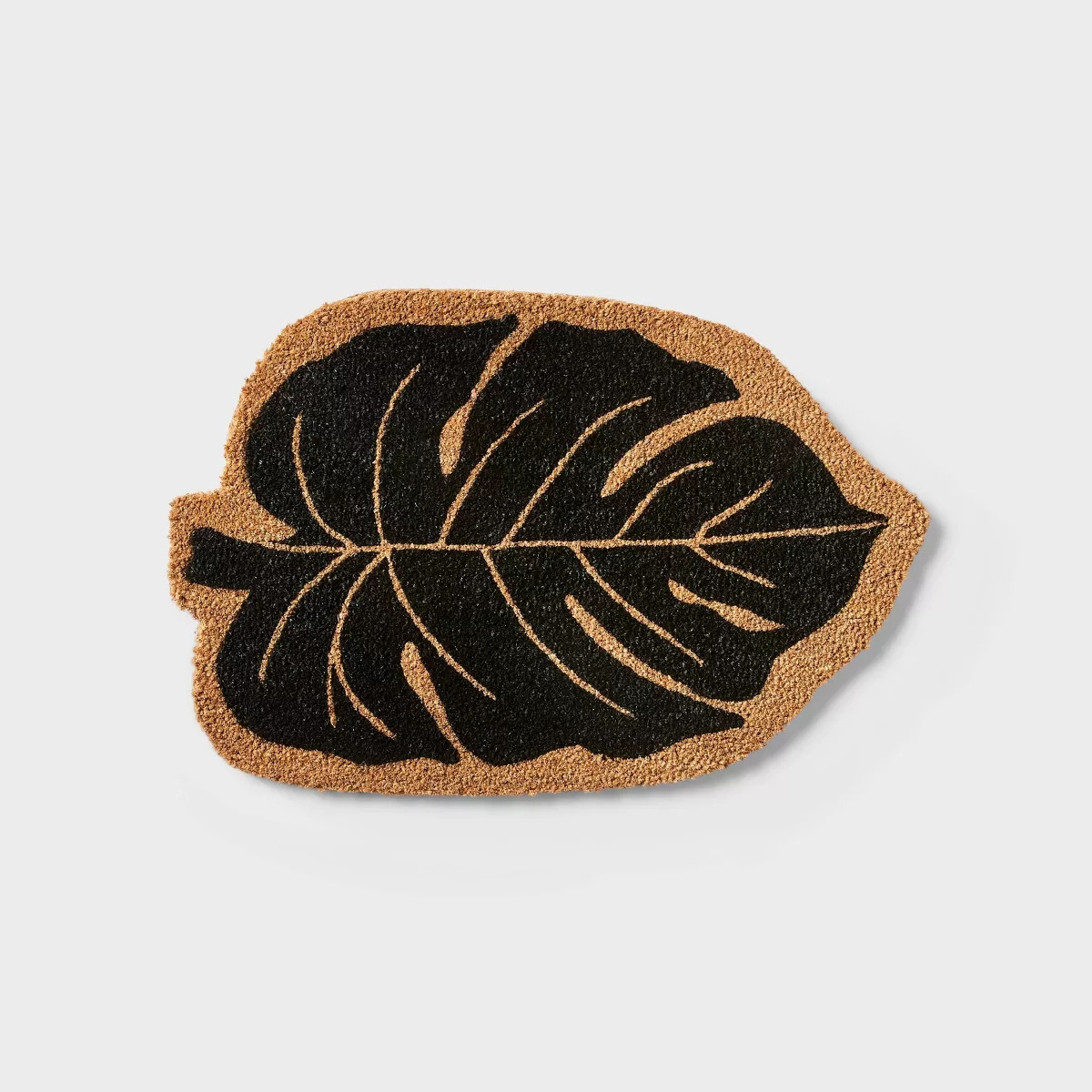 Hilton Carter for Target 1'7"x2'6" Monstera Leaf Oval Outdoor Door Mat Black | Target