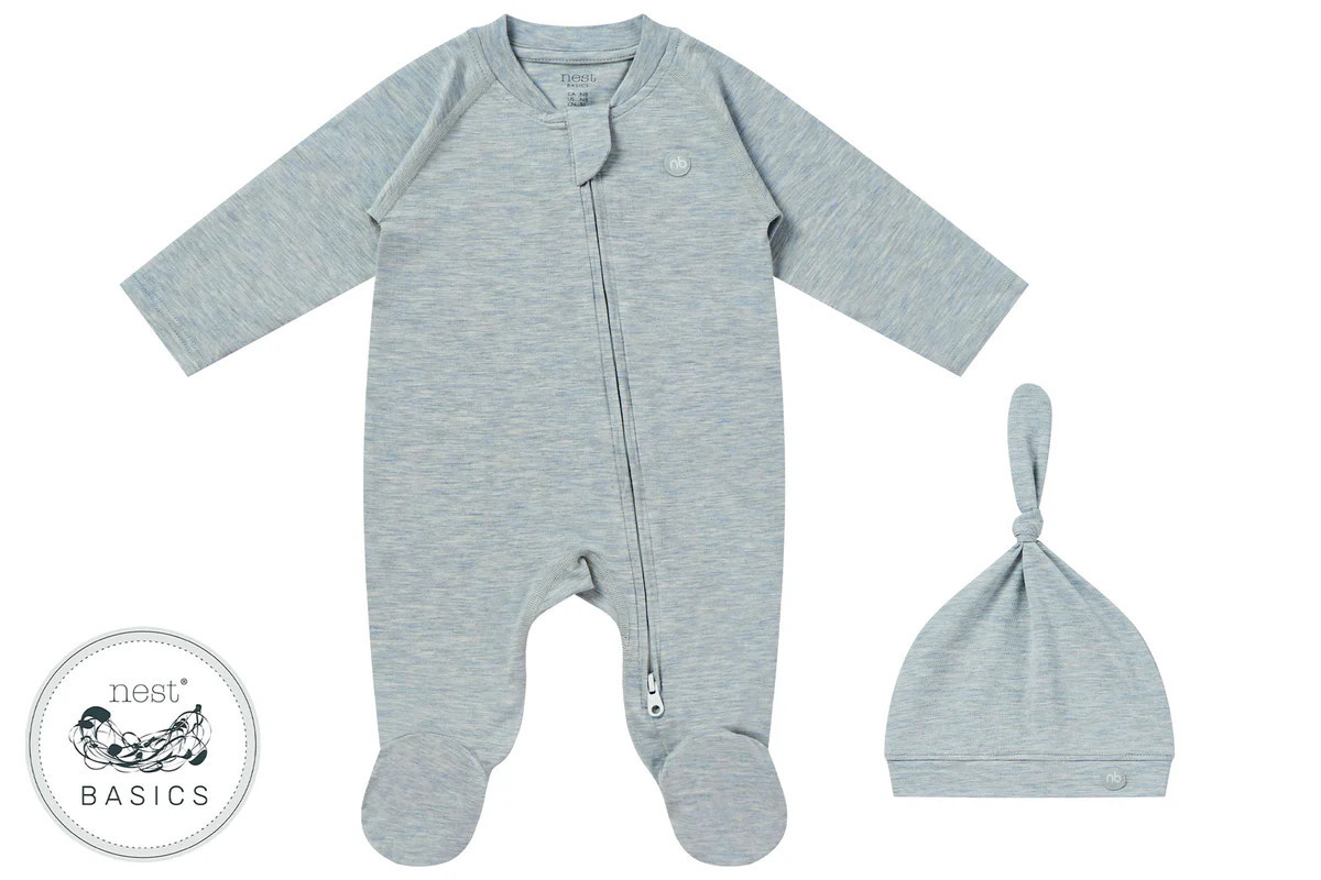 Basics 2 Piece Romper Baby Gift Set (Bamboo Cotton) - Grey Dawn | Nest Designs