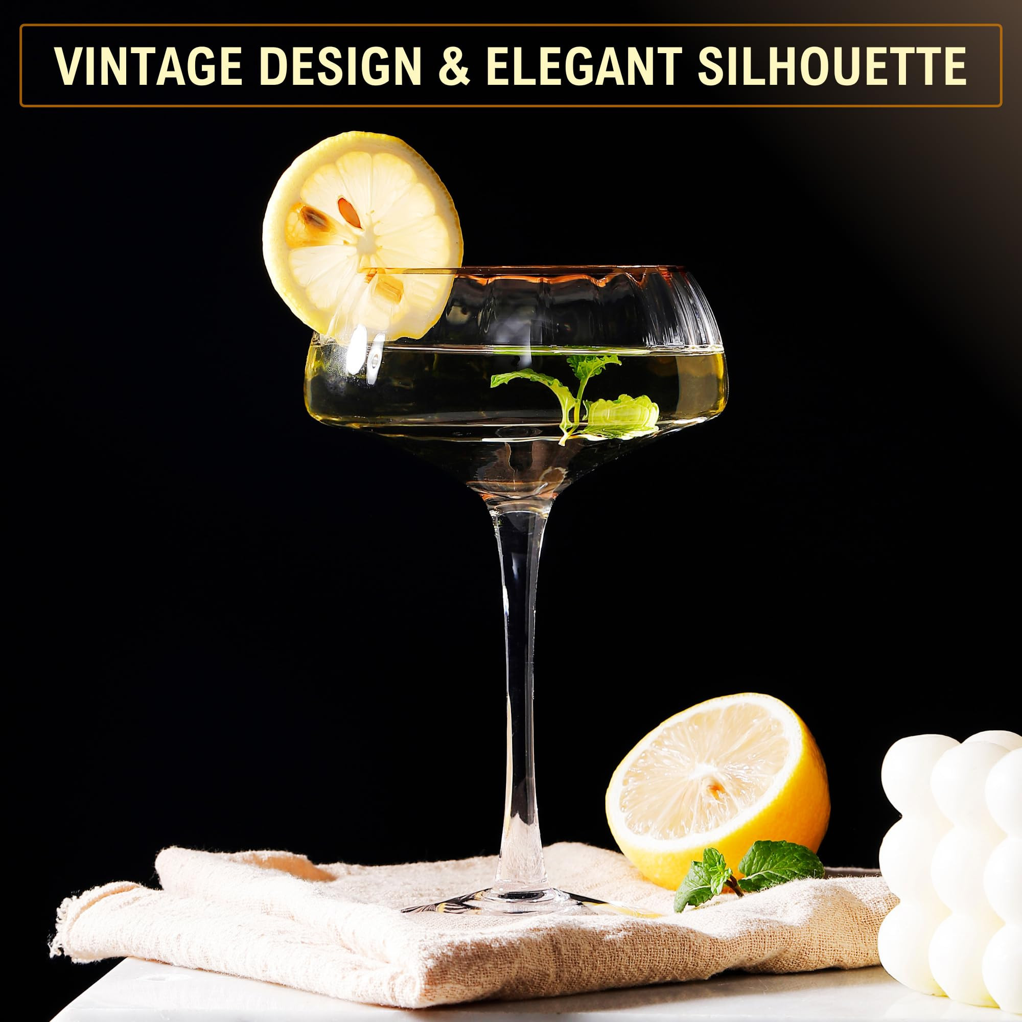 Lysenn Coupe Glasses Set of 4 - Premium Hand Blown Martini Glasses - Perfect for Cocktail and Cha... | Amazon (US)