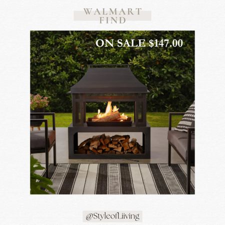 Walmart find! 45-inch outdoor steel fireplace with chimney on sale! Less than $200. Wood burning fireplace for an outdoor patio. #walmartfind #outdoor #patio #fireplace 

#LTKSaleAlert #LTKHome #LTKSeasonal