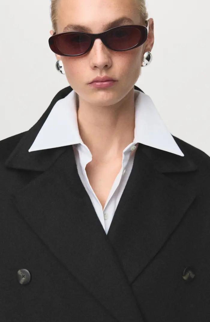 MANGO Picarol Double Breasted Wool Blend Coat | Nordstrom | Nordstrom