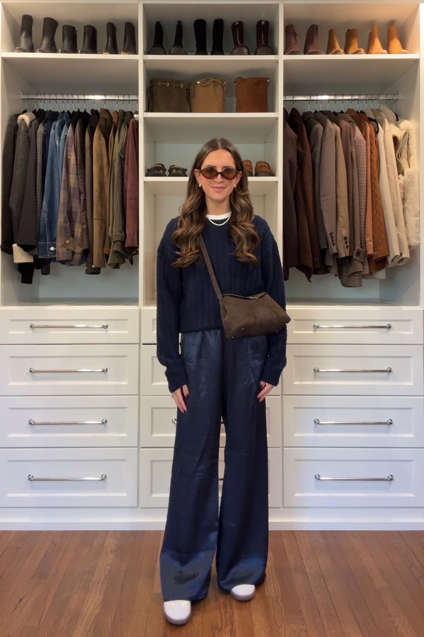Small sweater 
Xsmall pants 

Fall outfit 
Easy outfit 
Sneakers 
Sweaters
Satin pants 

#LTKFindsUnder100 #LTKSeasonal #LTKStyleTip