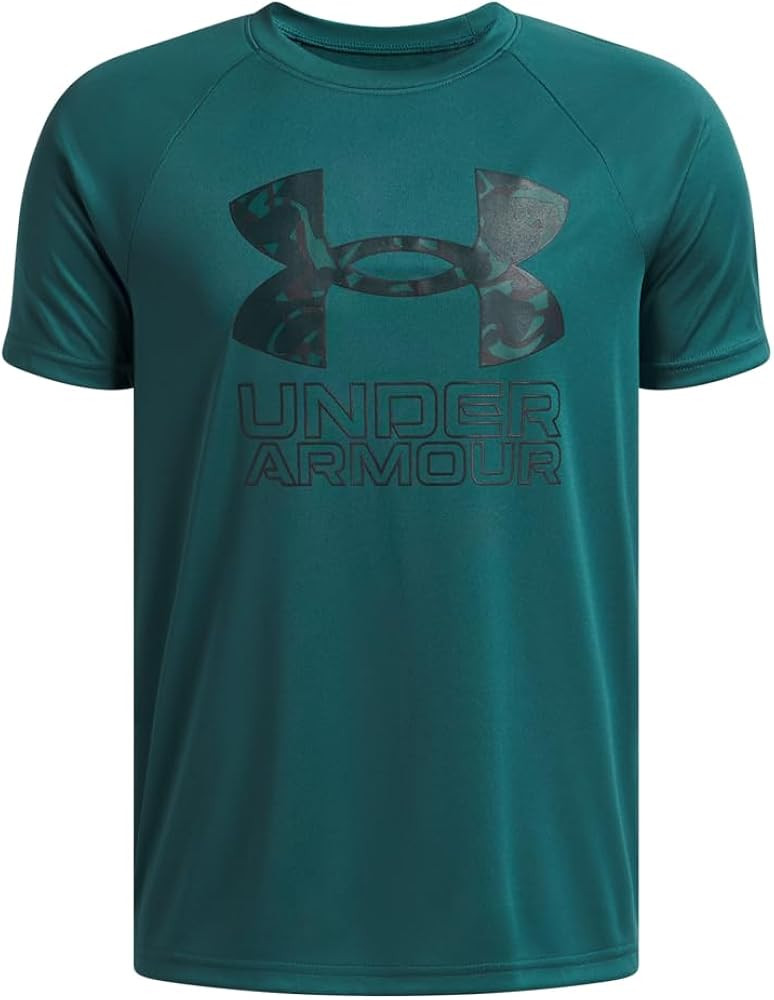 Under Armour Boys' Tech Hybrid Print Short Sleeve T-Shirt (Big Kid) | Amazon (US)