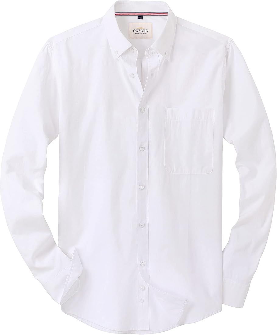 Men's Solid Oxford Shirt Long Sleeve Button Down Shirts with Pocket | Amazon (CA)