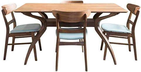 Christopher Knight Home Idalia Curved Leg Rectangular Dining Set, 5-Pcs Set, Natural Walnut / Min... | Amazon (US)