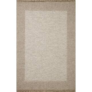 Dawn 7 ft. 8 in. x 7 ft. 8 in. Round Natural Border Indoor/Outdoor Area Rug | The Home Depot