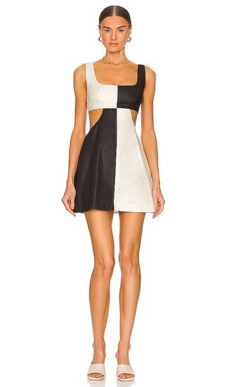 Anna Tie Back Mini Dress in Black & Cream | Revolve Clothing (Global)