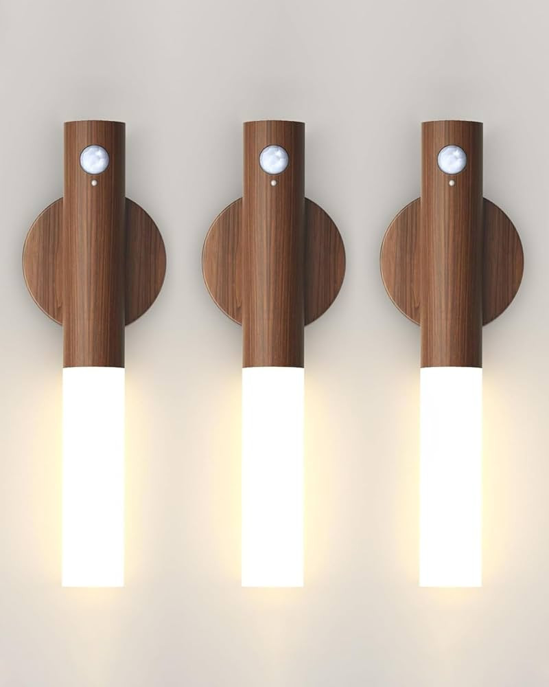 Battery-Operated Motion Sensor Night Lights: 2200mAh Rechargeable Wall Sconces Magnetic Wall Ligh... | Amazon (US)