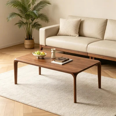 Simple Nut-brown Rectangle Solid Wood Coffee Table | Wayfair North America