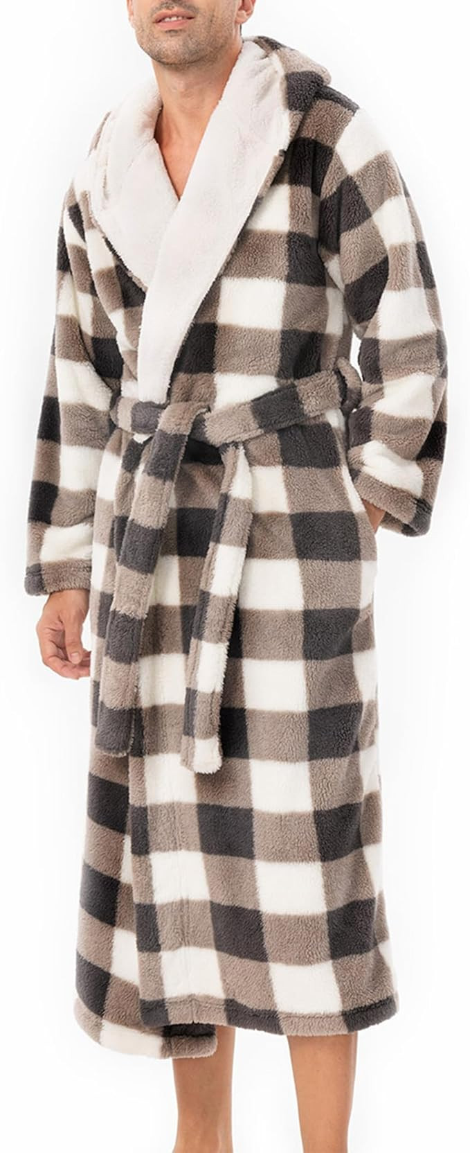 DAVID ARCHY Men's Soft Fleece Plush Robe Full Length Long Bathrobe | Amazon (US)