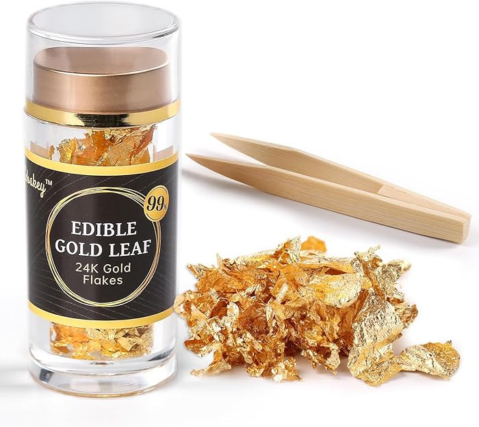Cobakey Genuine Edible Gold Leaf Flakes - 50mg Edible Gold Flakes for Cake Decoration (Cupcake, C... | Amazon (US)
