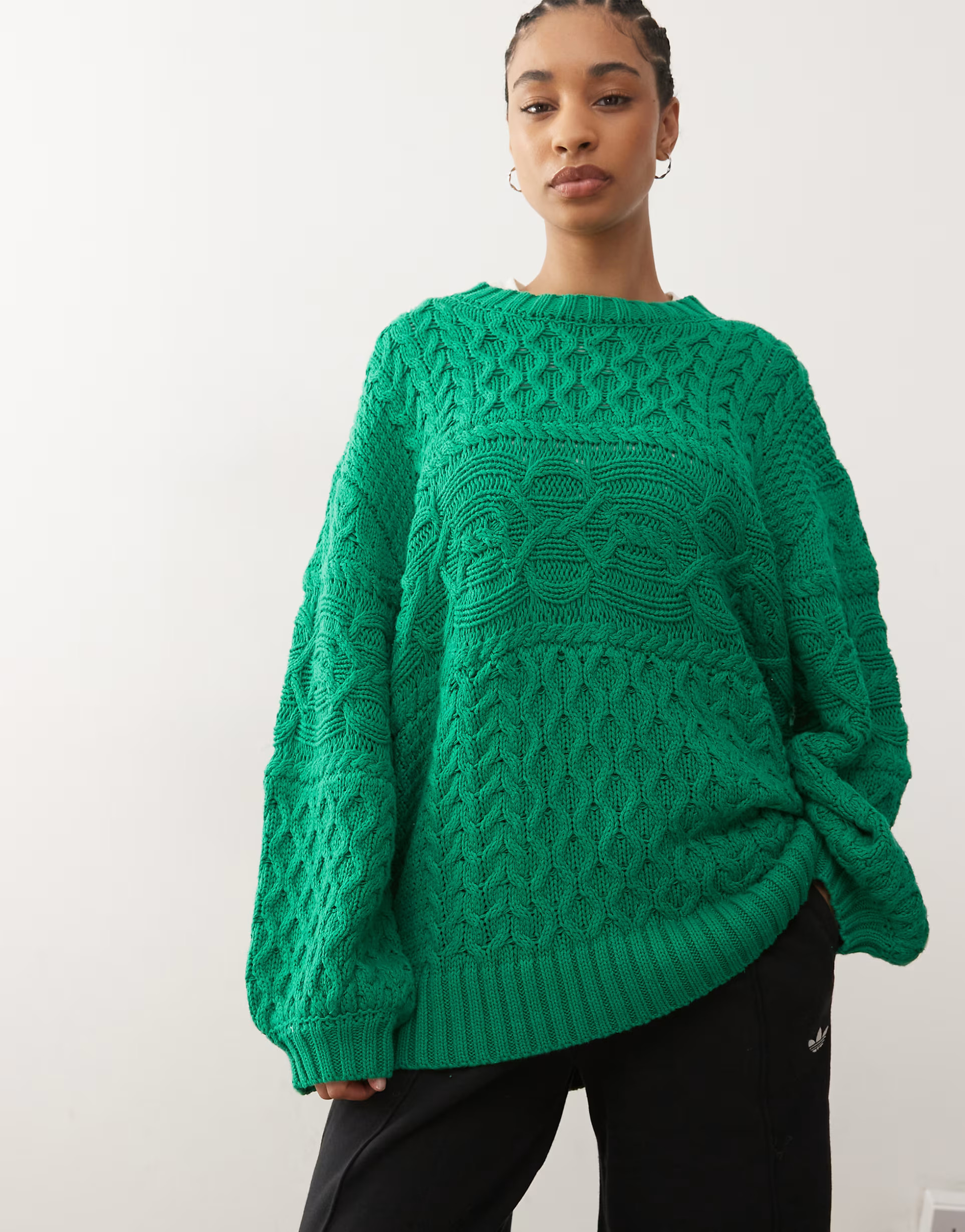 COLLUSION oversized heavyweight washed cable jumper in green | ASOS (Global)