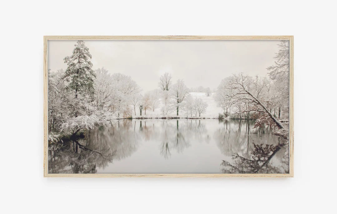 Frame TV Art, Samsung Frame TV Art, Digital Download, Soft White, Winter, landscape, lake, Christ... | Etsy (US)