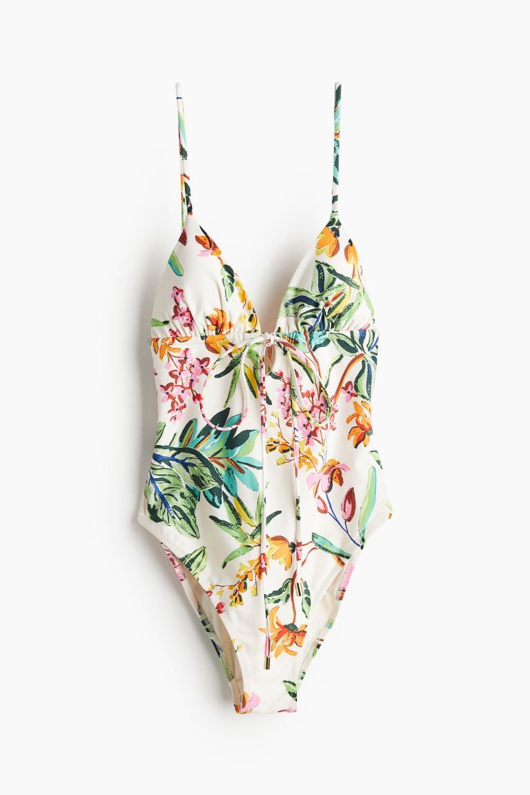 Padded-cup Swimsuit - Cream/floral - Ladies | H&M US | H&M (US + CA)