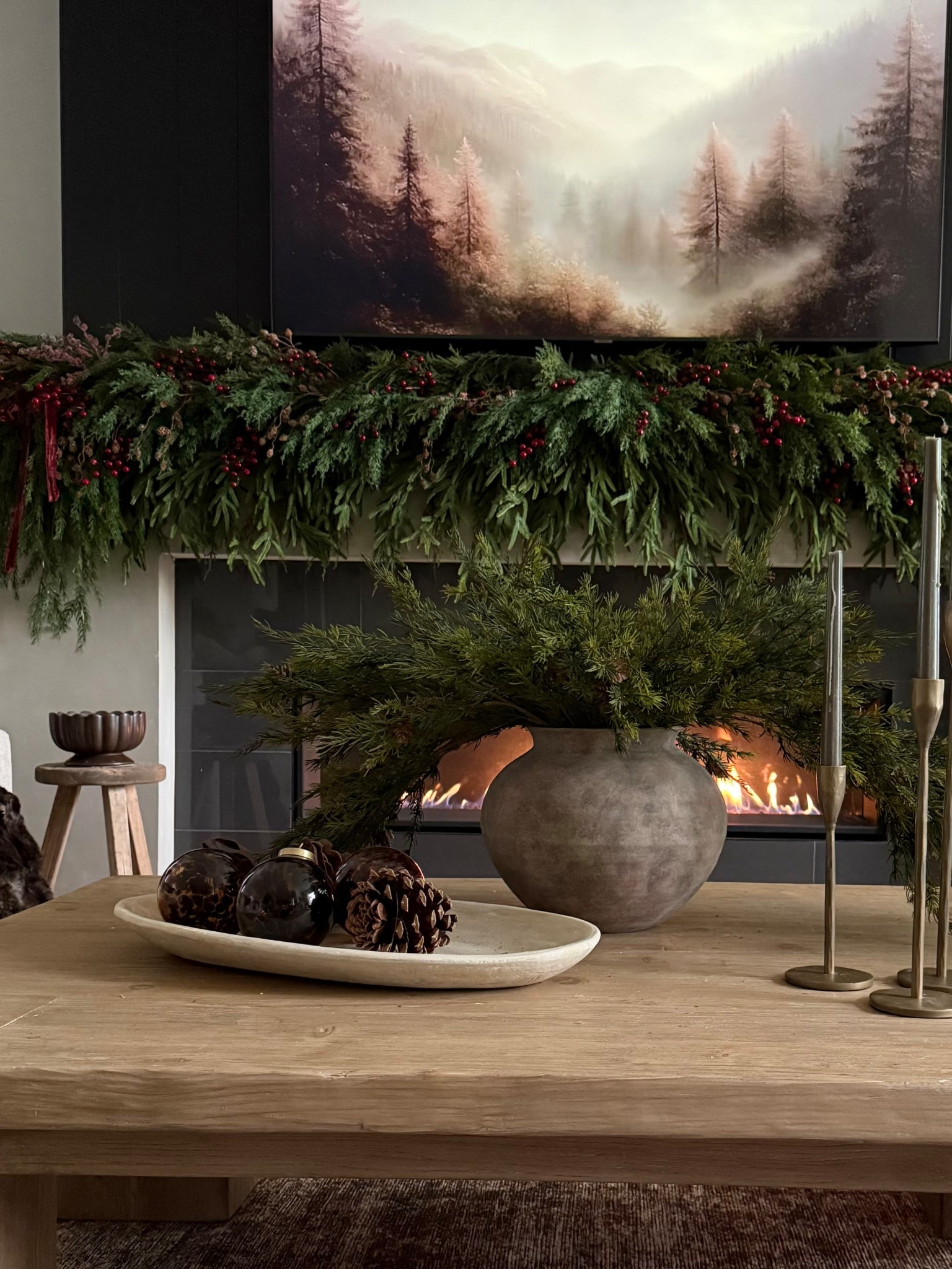 Christmas coffee table..moody and organic 🤎
I love this vase and stem combo🤎
Holiday home decor
Christmas ready 

#LTKHoliday #LTKSeasonal #LTKHome