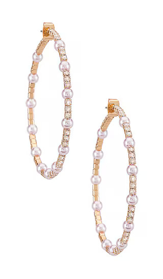 Mini Pearl Hoop Earring in Gold | Revolve Clothing (Global)