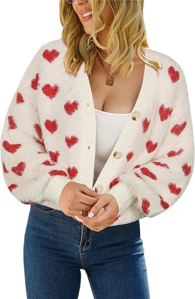 ECOWISH Women Floral Cropped Cardigan: Fall Long Sleeve Open Front Fuzzy Daisy Print Knit Sweater... | Amazon (US)