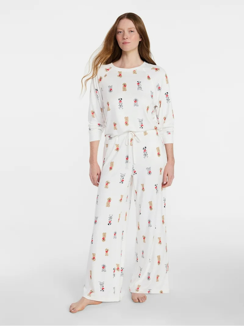 Joyspun Women's Cozy Lounge Collection Hacci Knit Long Sleeve Sleep Top, Sizes XS-3X | Walmart (US)