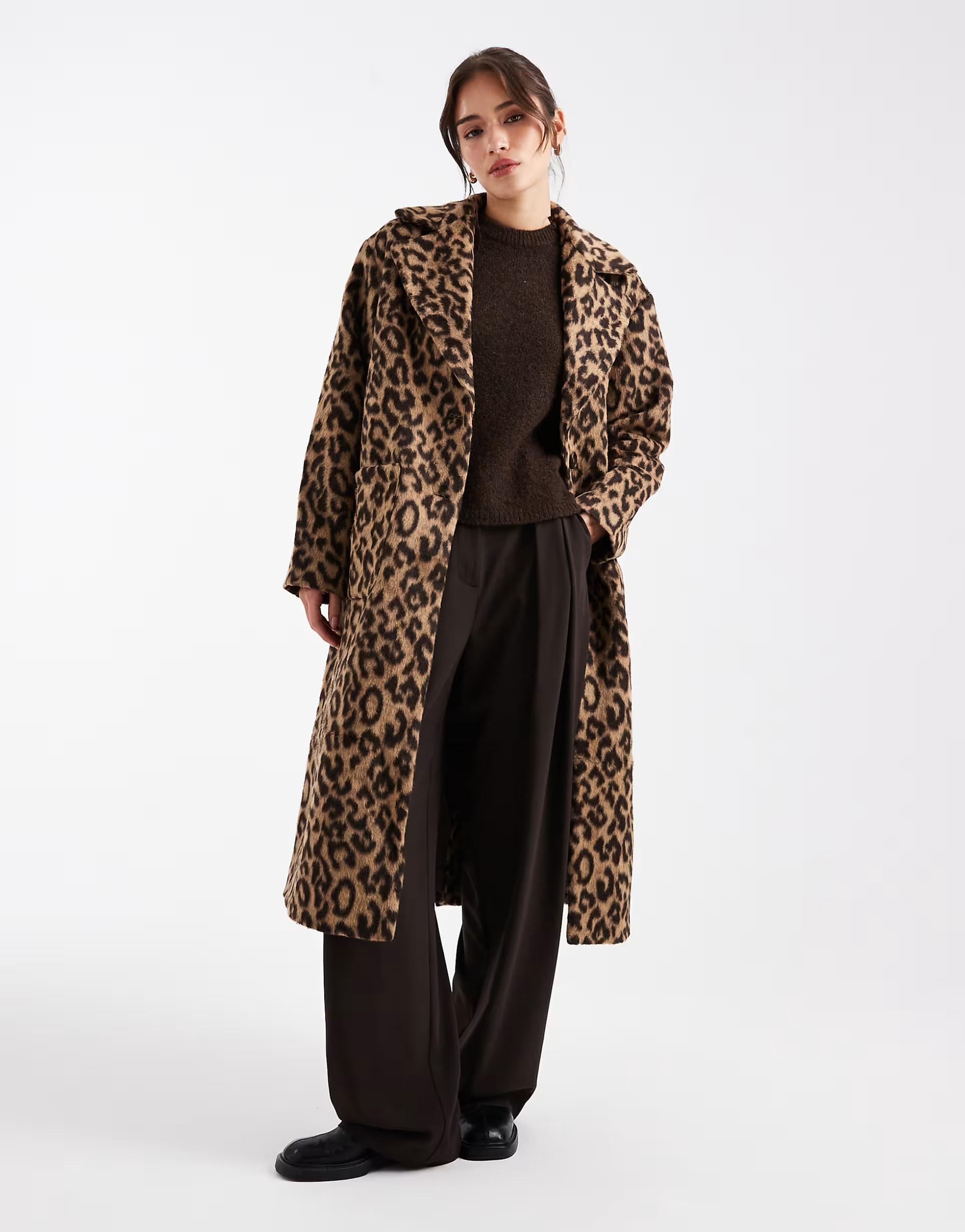 Pieces formal maxi coat in leopard print | ASOS | ASOS (Global)