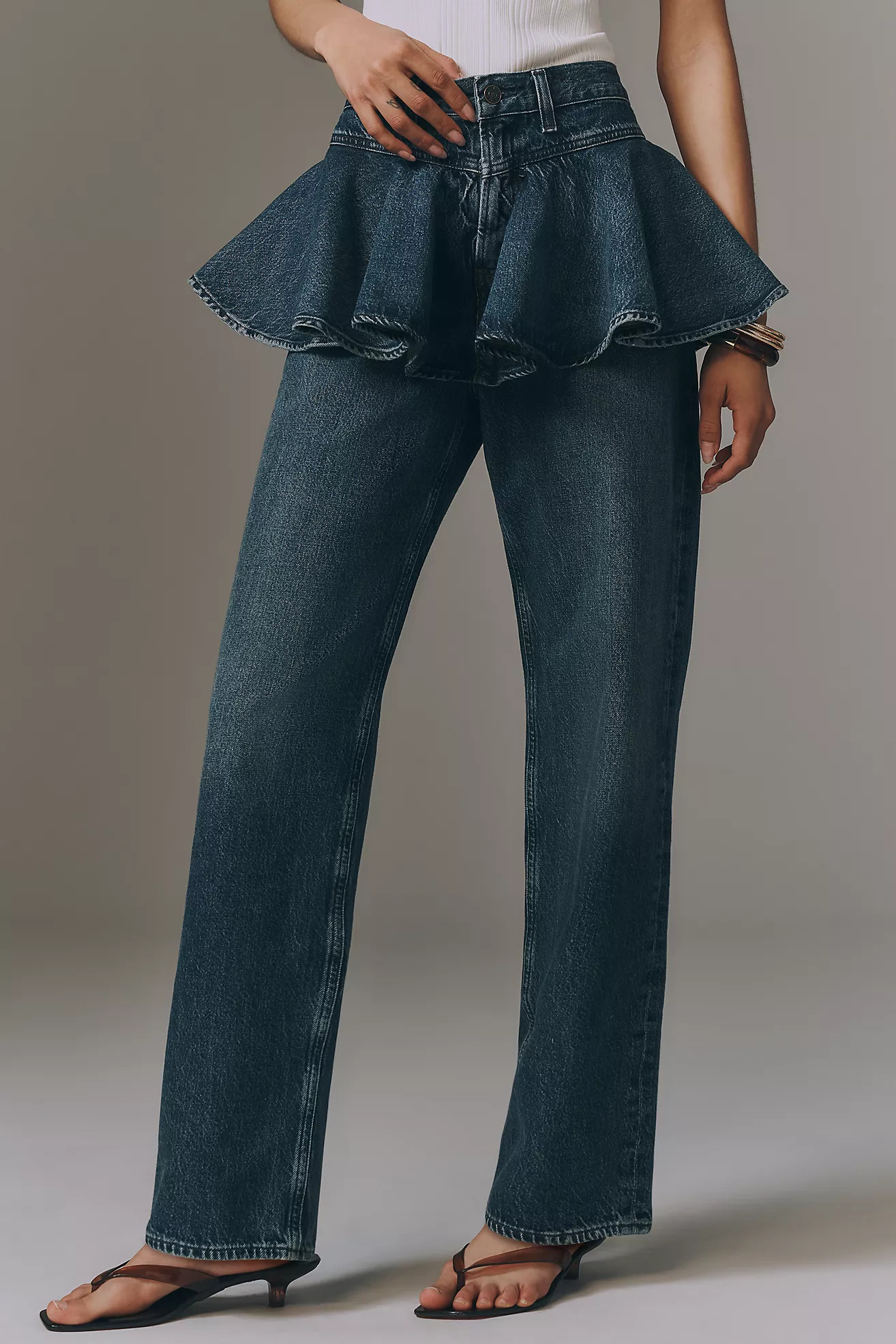AGOLDE Peplum High-Rise Straight-Leg Jeans | Anthropologie (US)