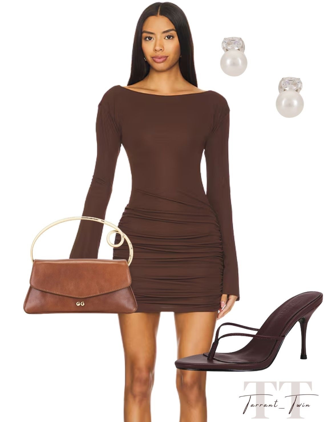 OUTFIT OF THE DAY: Chocolate Brown & Gold Details! 🍫

Step out in style with this sleek, figure-hugging monochromatic look from Revolve!

I am obsessed with the main piece: a rich espresso-toned long-sleeve mini dress featuring flattering ruched detailing along the skirt and a chic boat neckline. This silhouette perfectly combines modern sophistication with a sultry edge. To complement the deep brown hue, I styled it with high-fashion accessories: a structured tan leather Cult Gaia clutch with a unique gold circular handle and minimalist dark brown thong-style stiletto heels. I finished the look with elegant pearl-drop earrings topped with a sparkling crystal stud for a final touch of polished glam!

#OOTD
#RevolveMe
#Revolve
#MiniDress
#BrownAesthetic
#MonochromeOutfit
#DateNightLook
#NightOutStyle
#PearlJewelry
#StilettoHeels
#FeminineStyle
#EverydayChic
#LTKStyle
#DressInspo
#StylingInspo
#CultGaia

#LTKWedding #LTKootd #LTKSeasonal